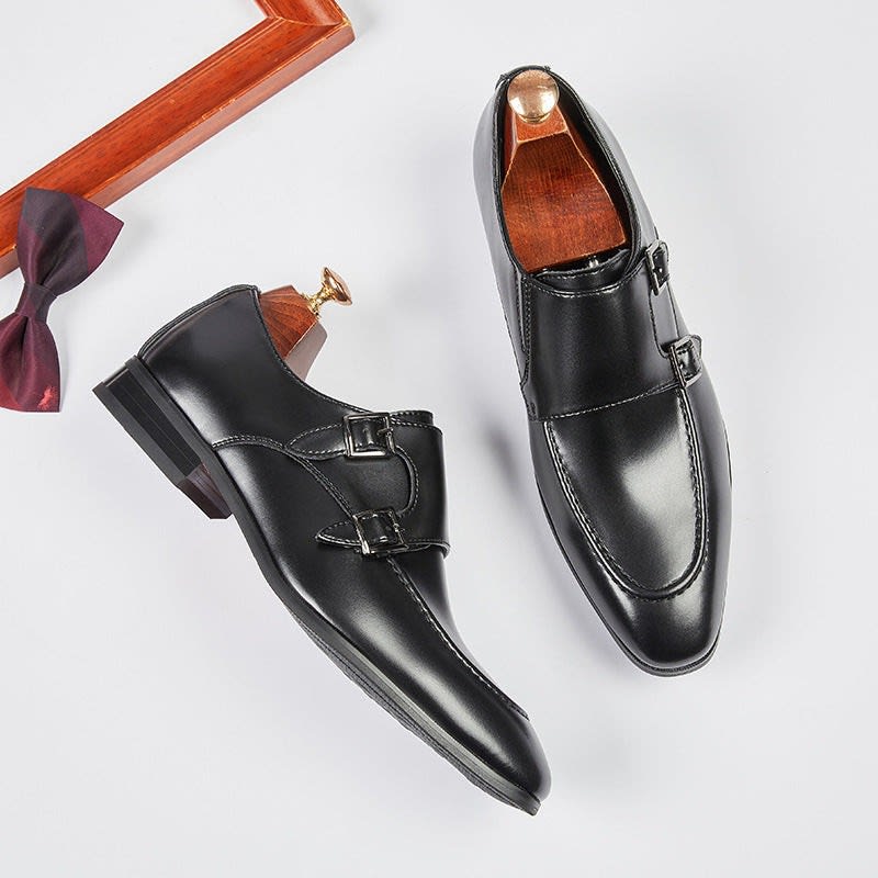 Murray Polished Leather Double Monk Strap Dress Shoes_7