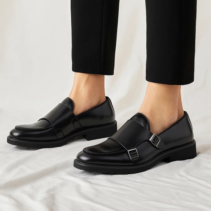 Lewis Leather Lug Sole Double Monk Strap Loafers_6