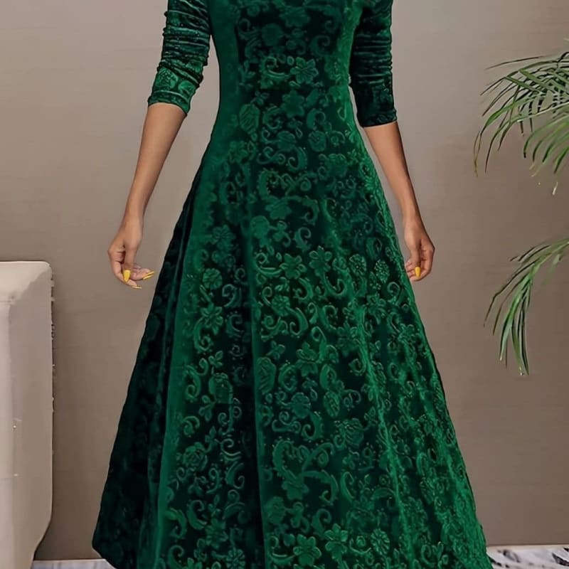 Jacinta Velvet Floral Midi Party Dress_1