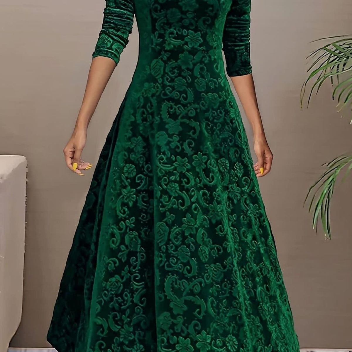 Jacinta Velvet Floral Midi Party Dress_11