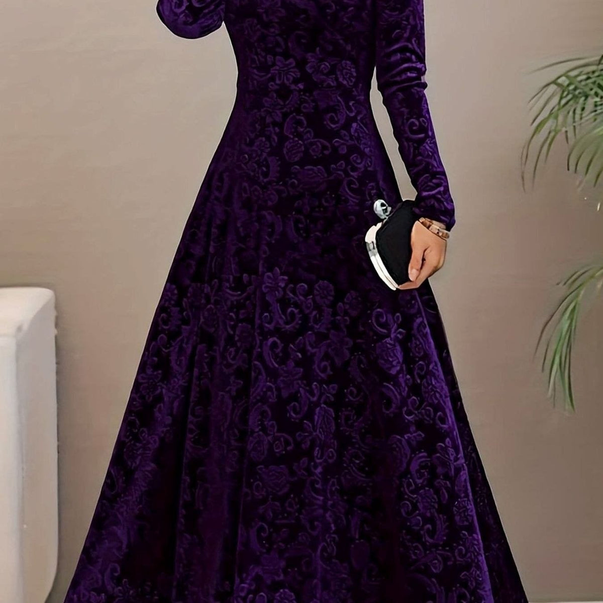 Jacinta Velvet Floral Midi Party Dress_12