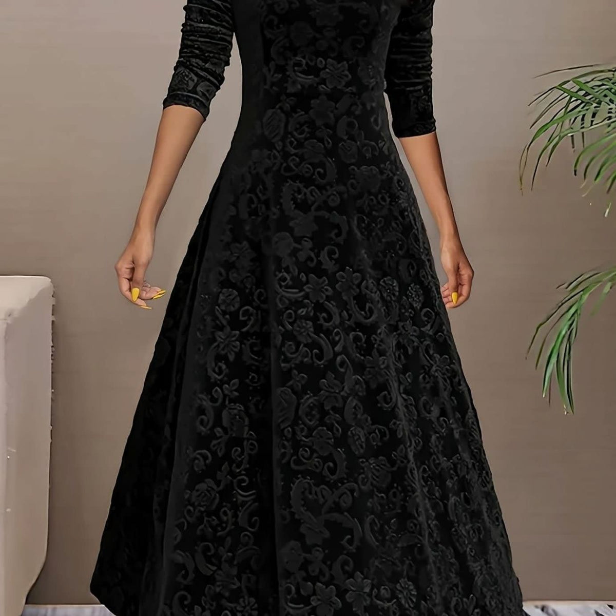Jacinta Velvet Floral Midi Party Dress_13