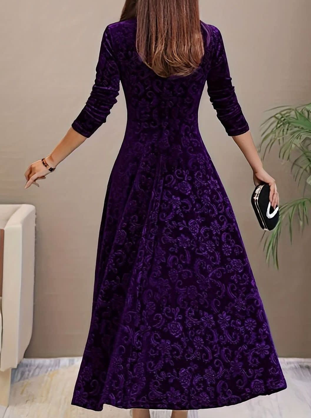 Jacinta Velvet Floral Midi Party Dress_6