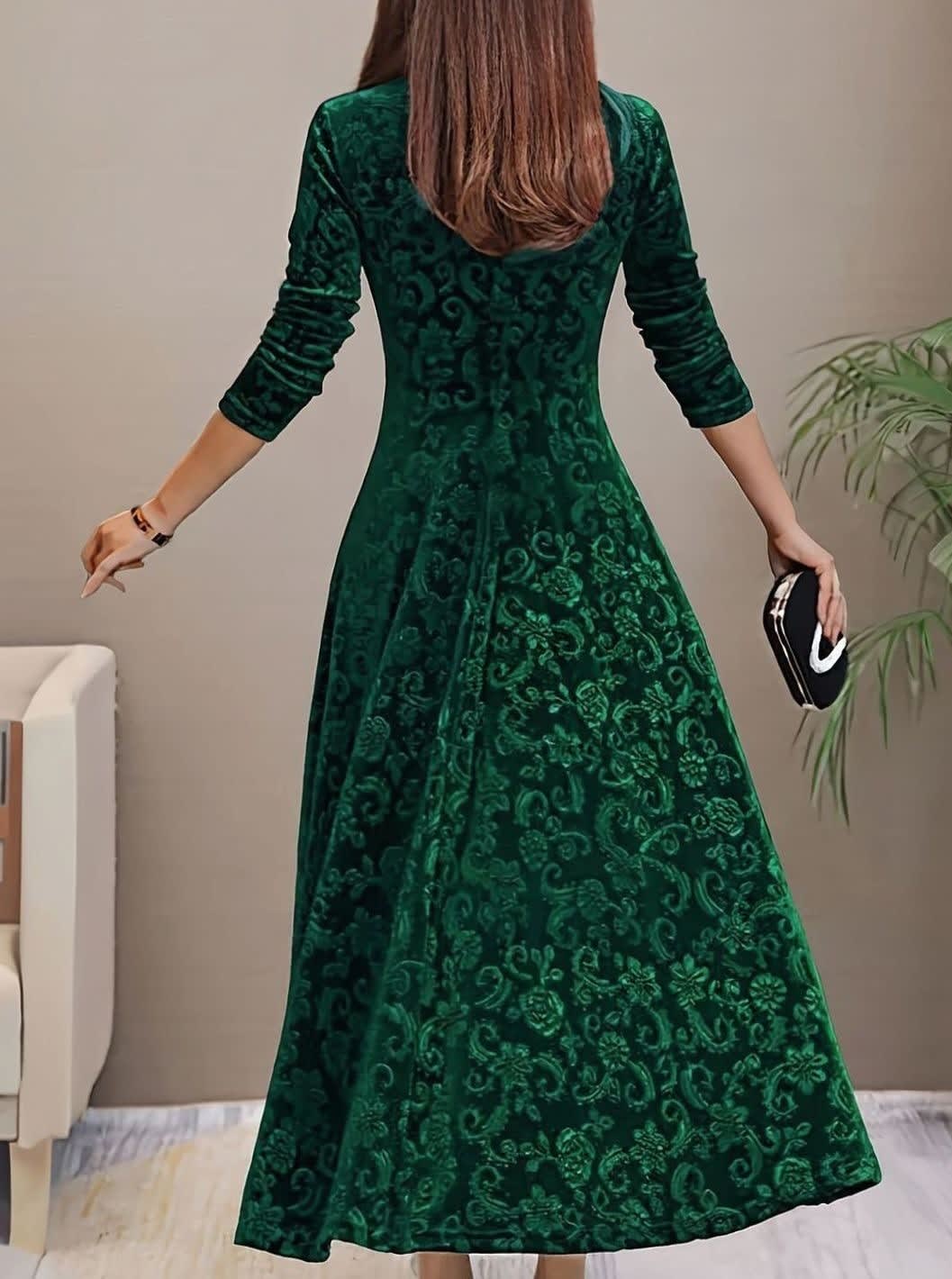 Jacinta Velvet Floral Midi Party Dress_8