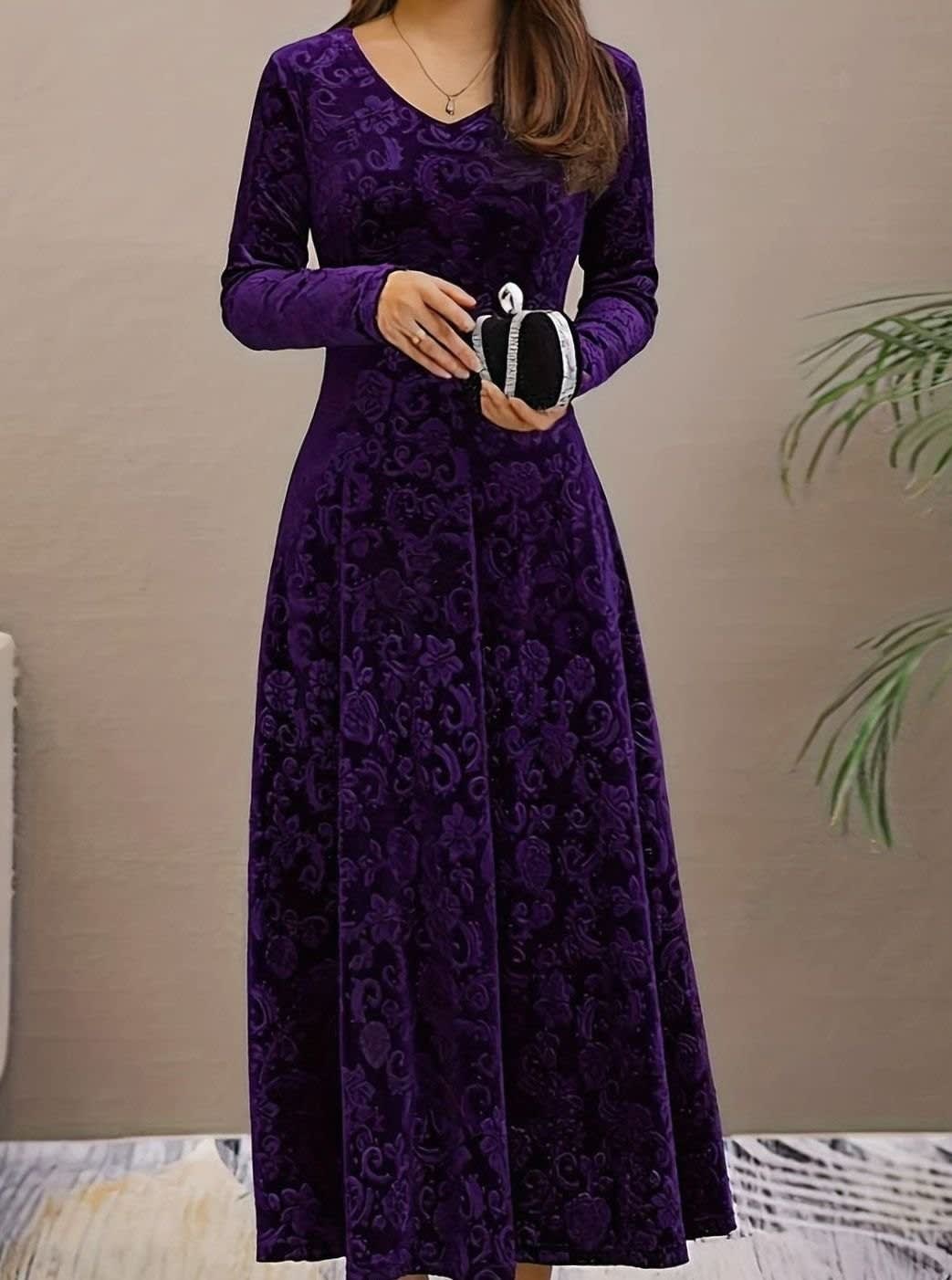 Jacinta Velvet Floral Midi Party Dress_9