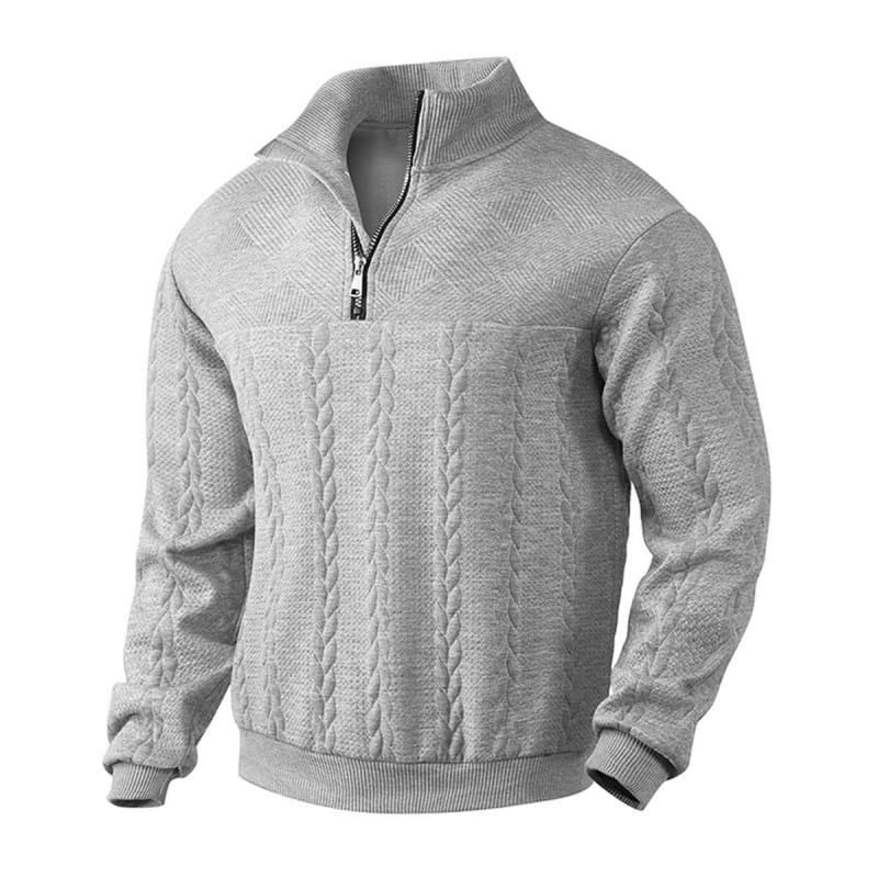 Emmett Cable Knit Quarter Zip Sweater_1