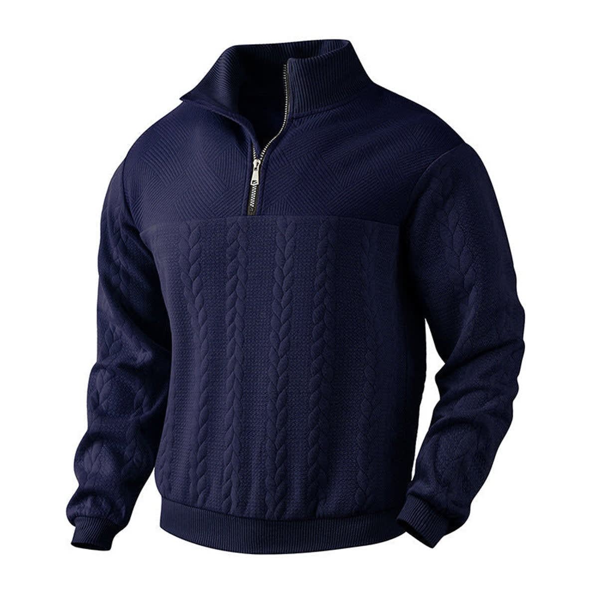 Emmett Cable Knit Quarter Zip Sweater_9