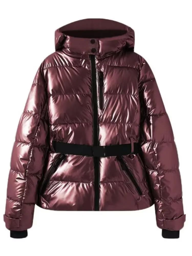 Felicity Belted Quilted Puffer Ski Jacket For Winter_4