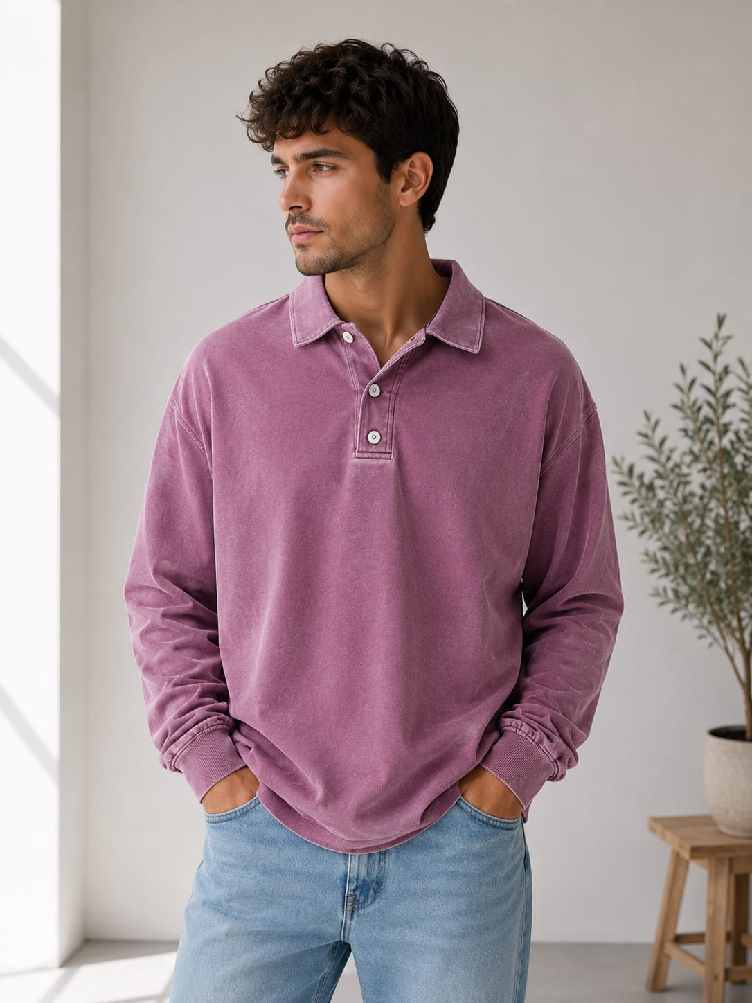 Walden Cotton Blend Relaxed Fit Polo Sweatshirt_5