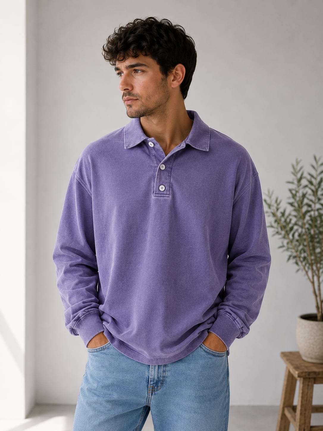 Walden Cotton Blend Relaxed Fit Polo Sweatshirt_6
