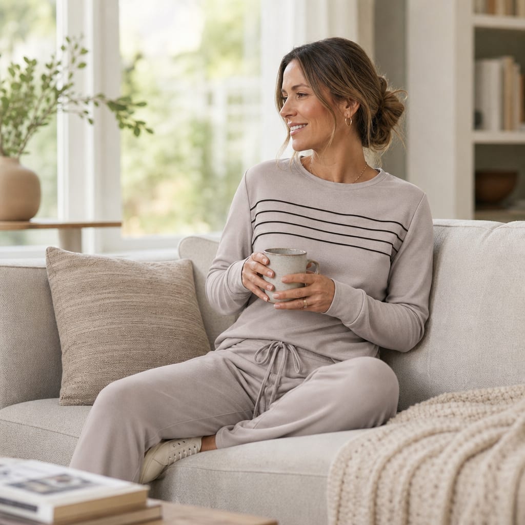 Margot Crew Neck Long Sleeve Top and Wide Leg Drawstring Lounge Set_5