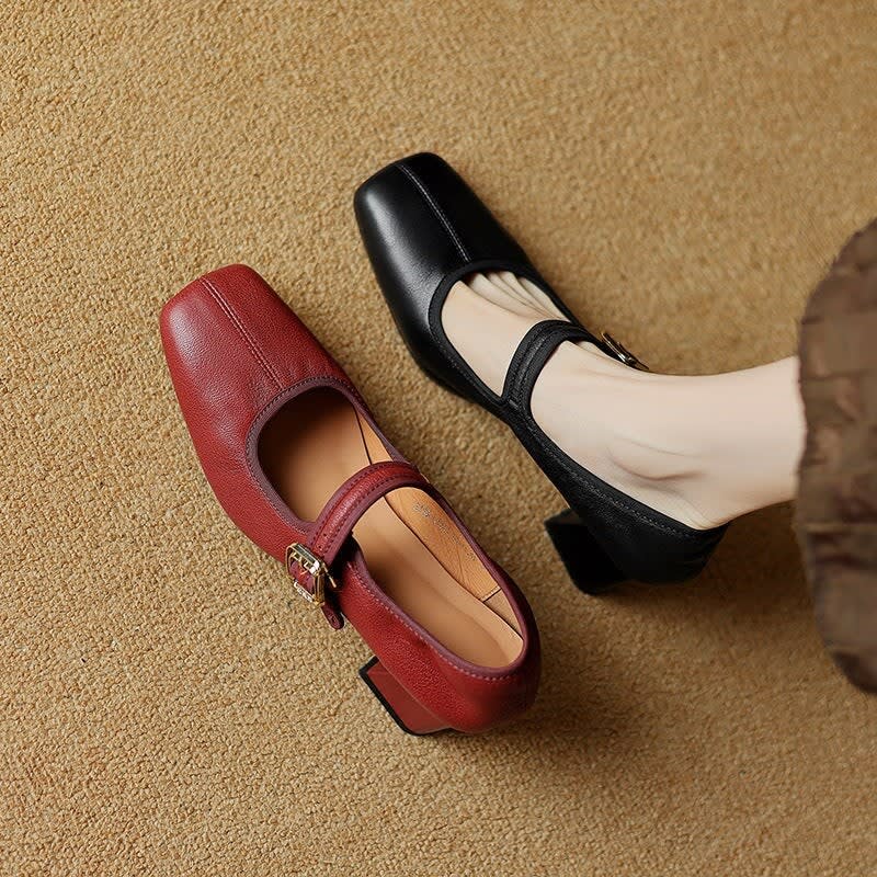 Flora Square Toe Mary Jane Block Heels_2