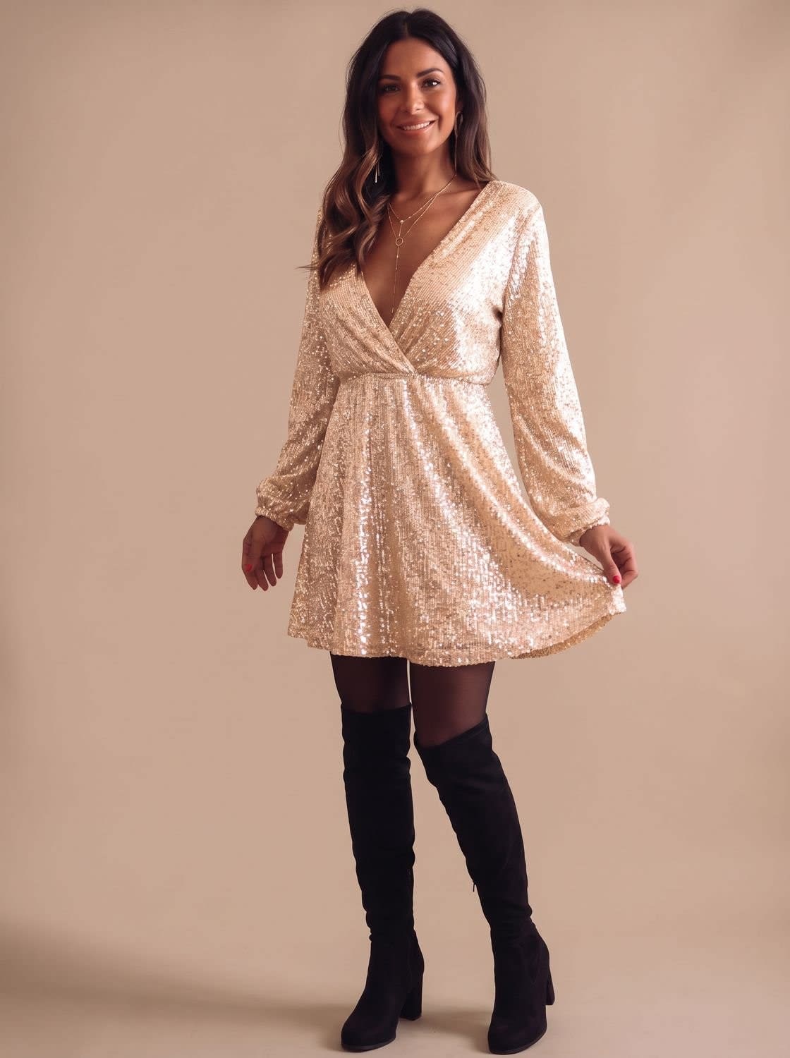 Romy Sequin Wrap Christmas Party Dress_3