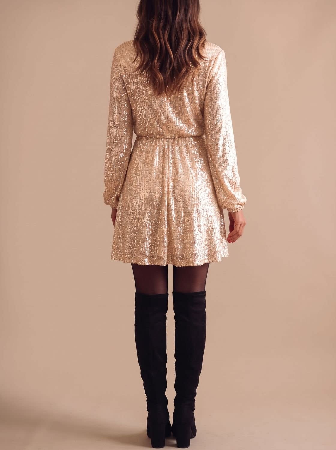 Romy Sequin Wrap Christmas Party Dress_4