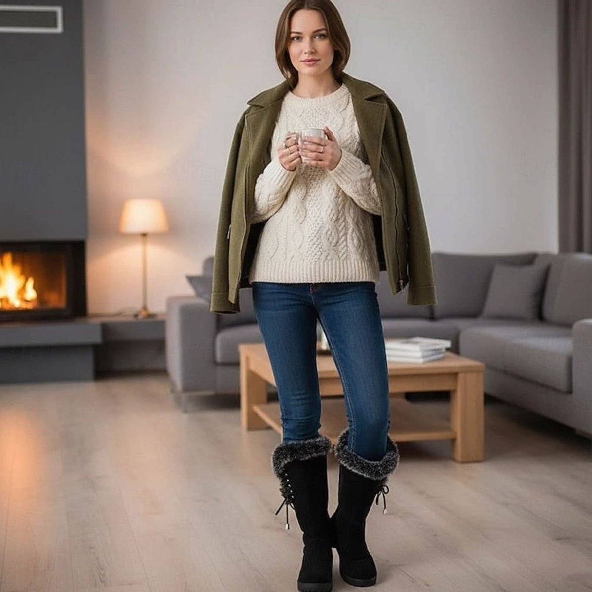 Ellie Plush Lined Fur Trim Snow Boots_8