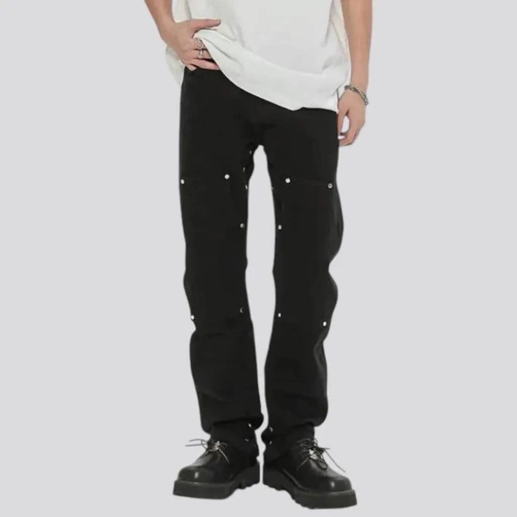 Silas Black Studded Bootcut Jeans_3