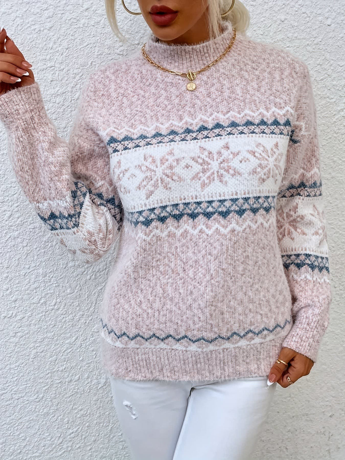Annabel Snowflake Mock Neck Christmas Sweater_12