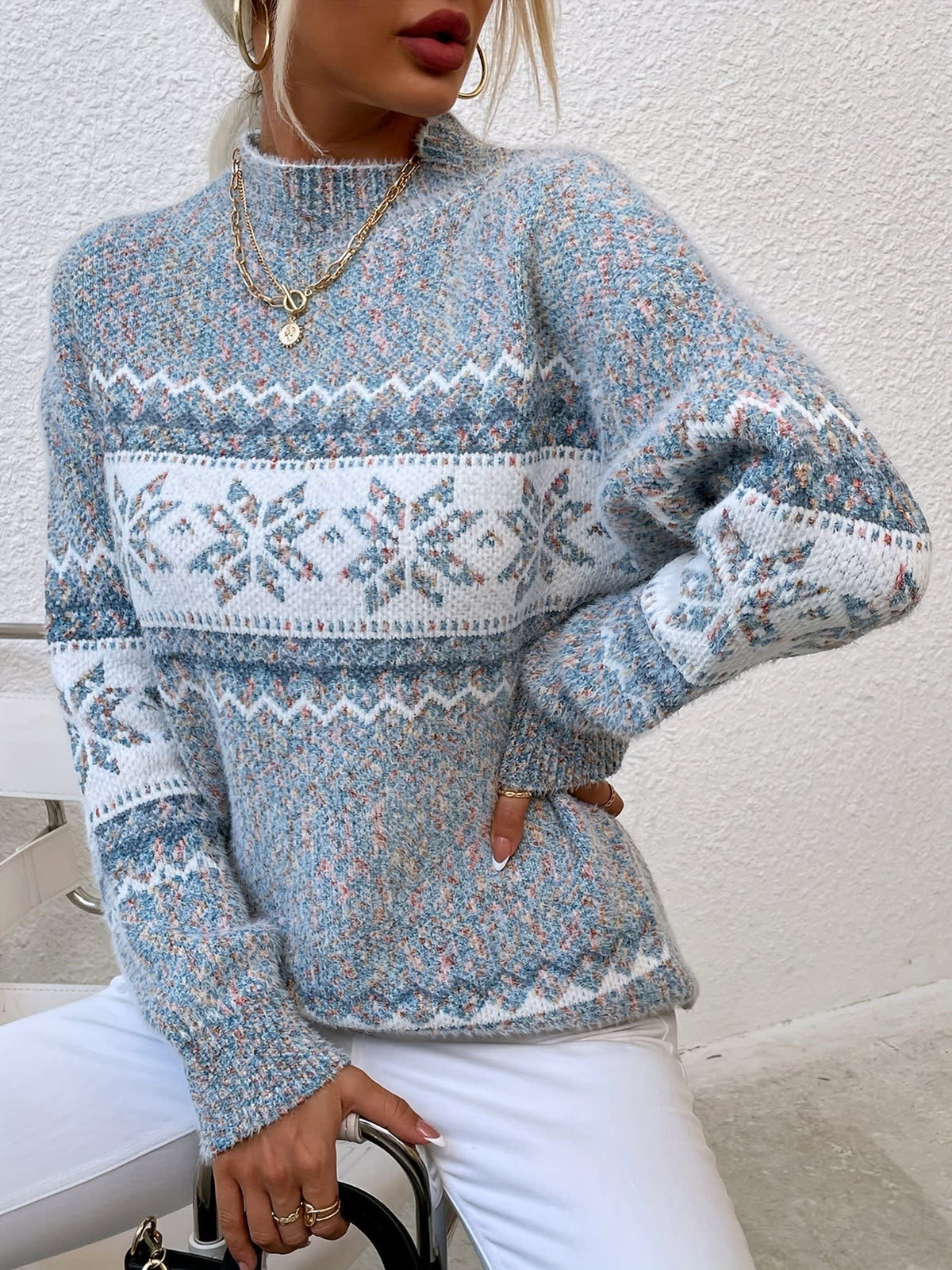 Annabel Snowflake Mock Neck Christmas Sweater_3