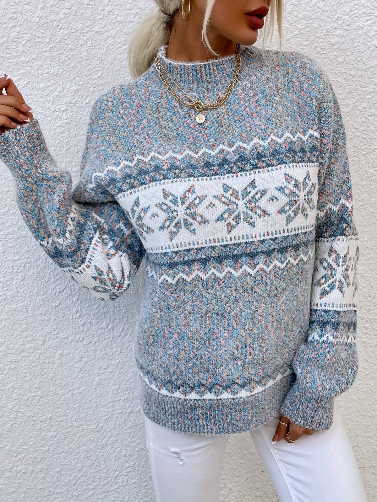 Annabel Snowflake Mock Neck Christmas Sweater_5