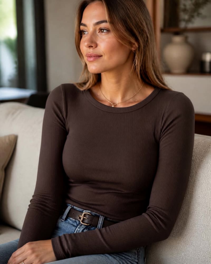 Christina Ribbed Fitted Long Sleeve T-Shirt_16