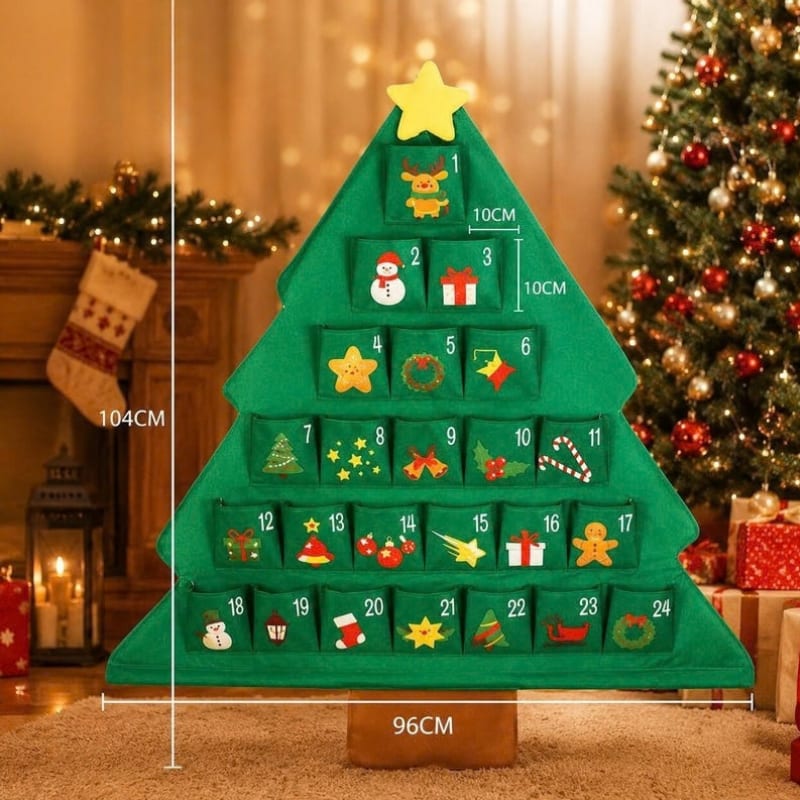 Felt Christmas Tree Advent Calendar 2026 with 24 Pockets Holiday Countdown Gift for Christmas Lovers_14