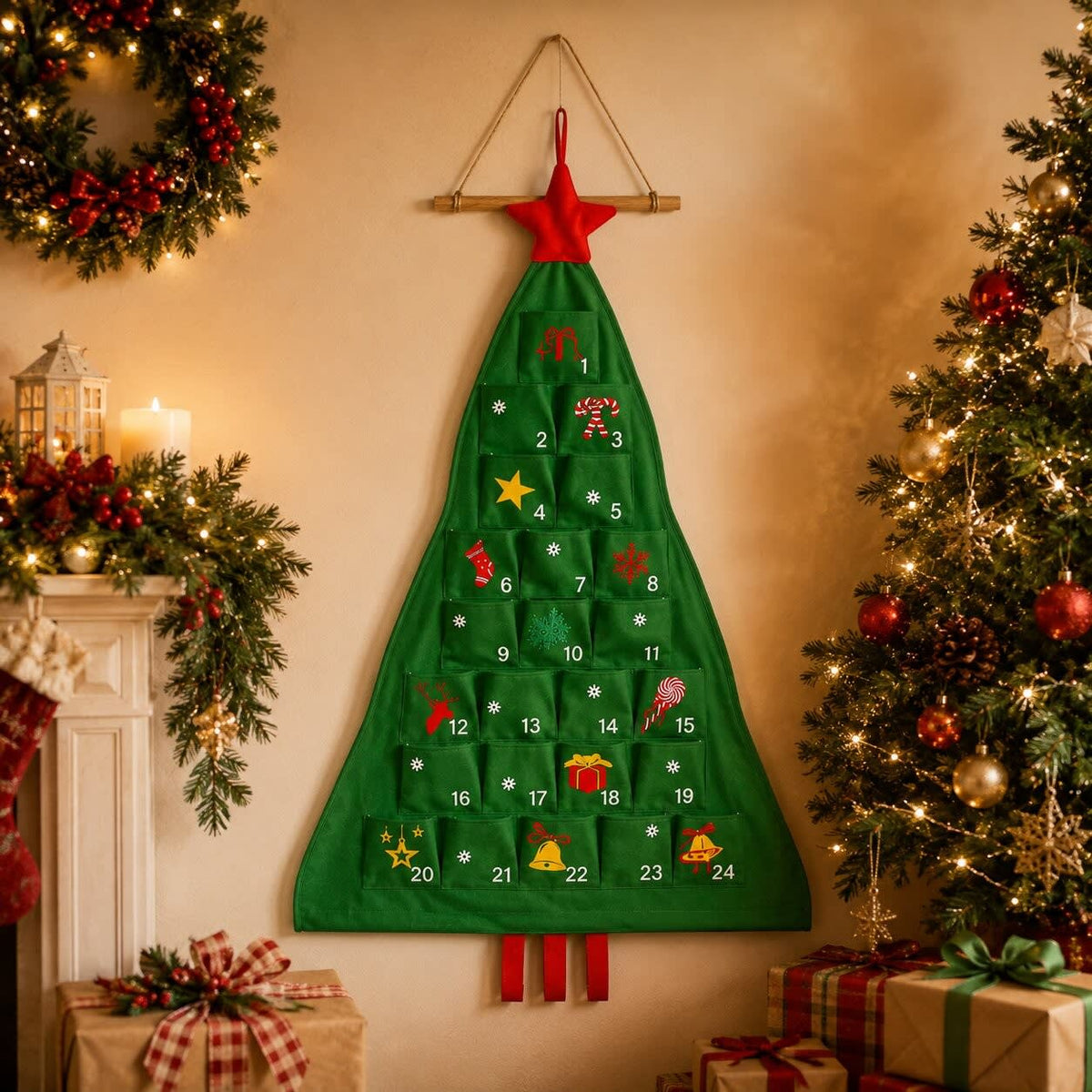 Felt Christmas Tree Advent Calendar 2026 with 24 Pockets Holiday Countdown Gift for Christmas Lovers_5