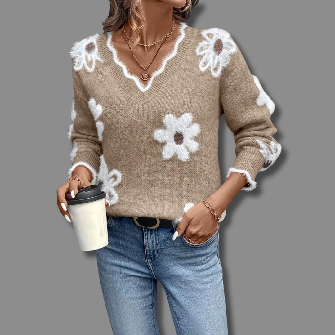 Oriane Floral V-Neck Sweater_4
