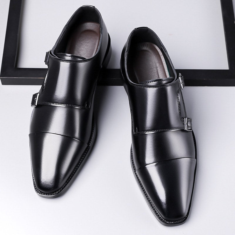 Philip Italian Leather Cap Toe Double Monk Loafers_7