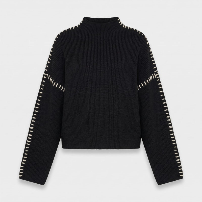 Julissa Oversized Whipstitch Mock Neck Sweater_1