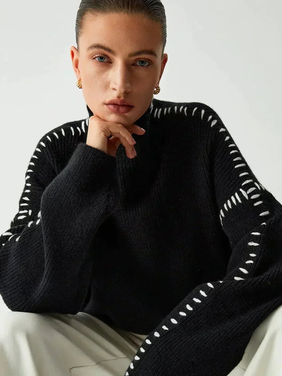 Julissa Oversized Whipstitch Mock Neck Sweater_6