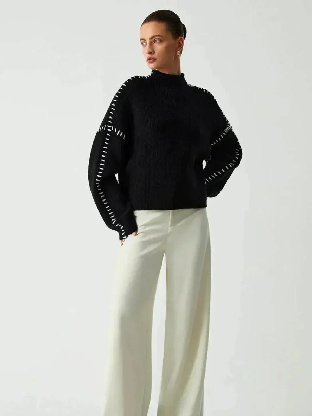 Julissa Oversized Whipstitch Mock Neck Sweater_7