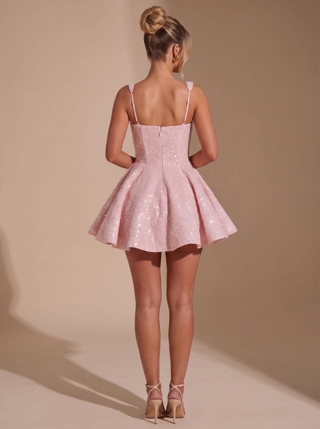 Lena Sequin Bow Christmas Party Mini Dress_7