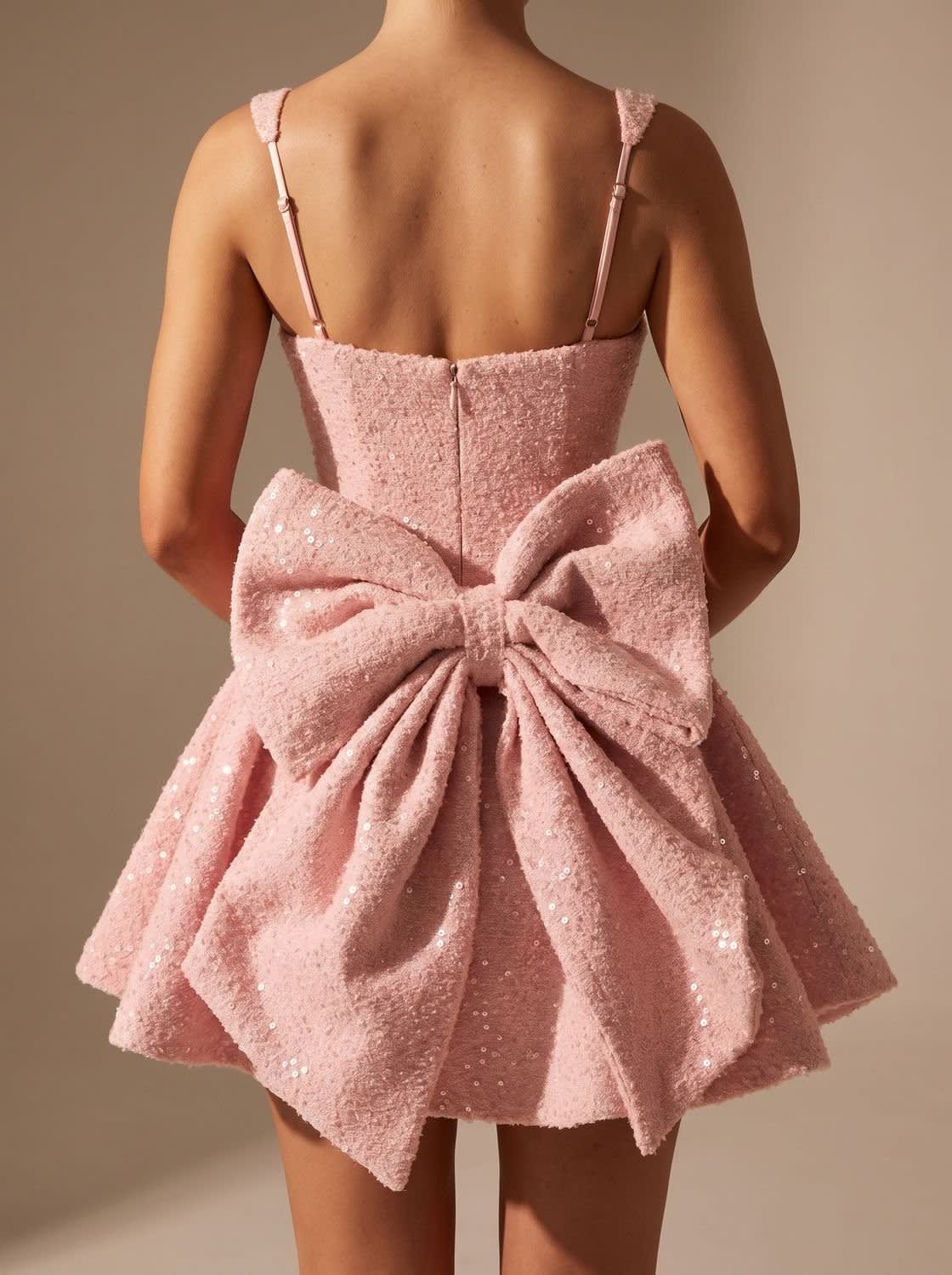 Lena Sequin Bow Christmas Party Mini Dress_9