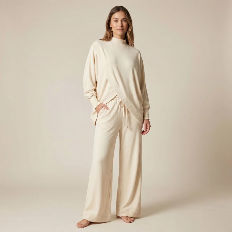 Harriet Asymmetric Knit Top and Wide Leg Pants Two Piece Set_1