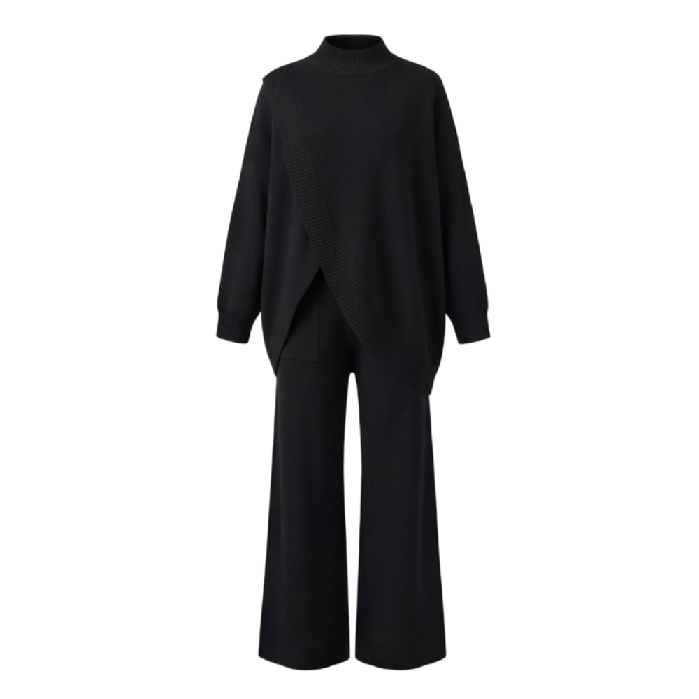 Harriet Asymmetric Knit Top and Wide Leg Pants Two Piece Set_15