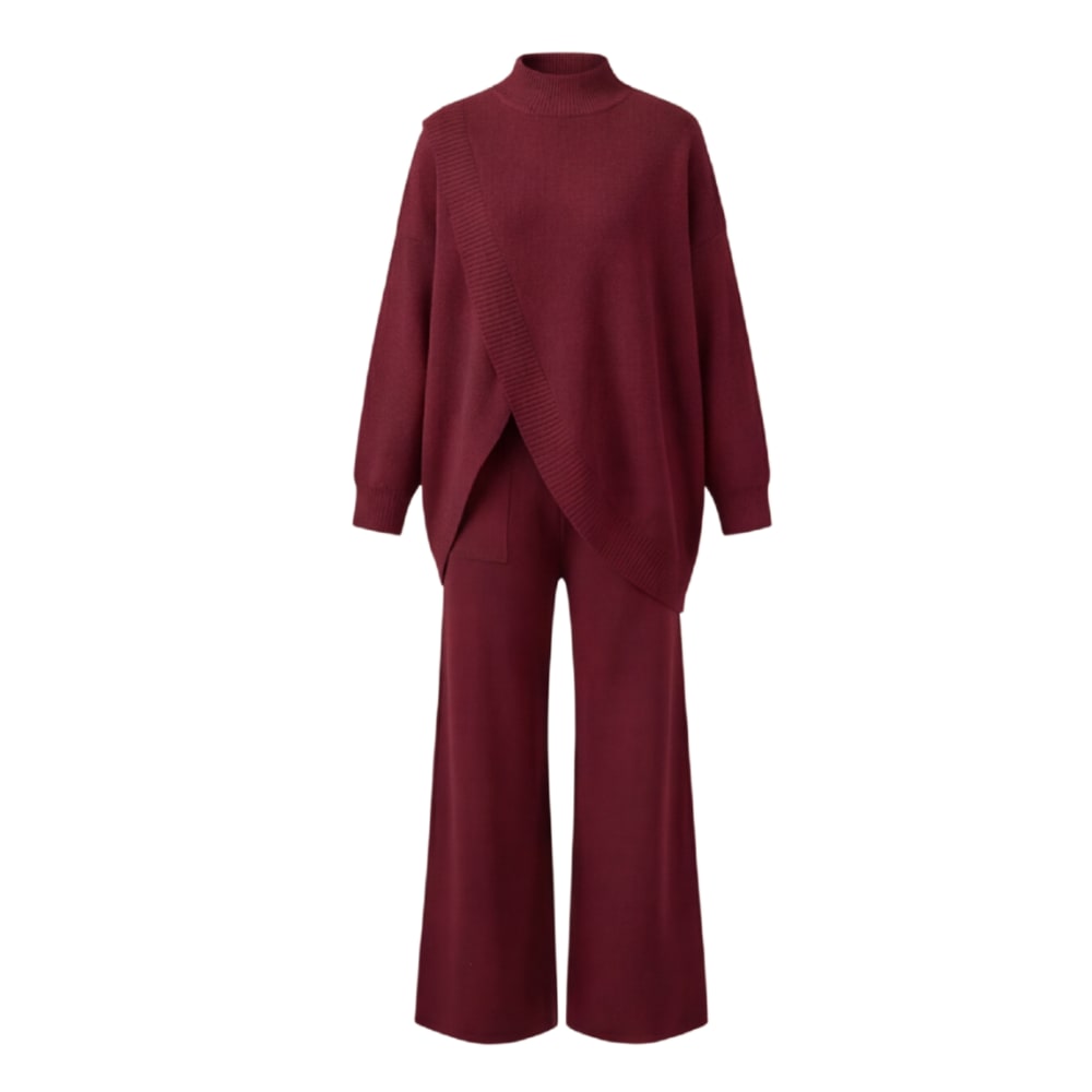Harriet Asymmetric Knit Top and Wide Leg Pants Two Piece Set_17