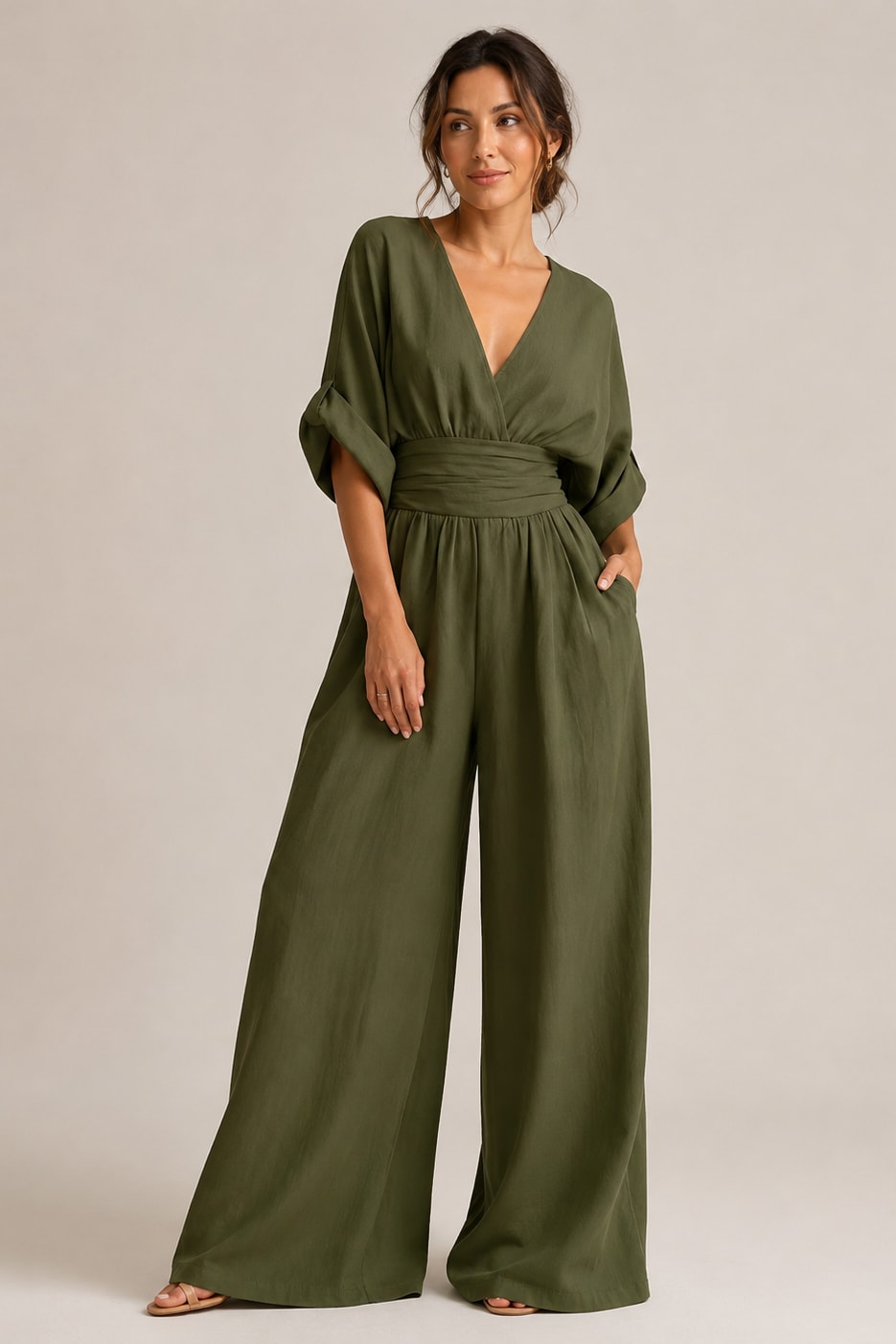 Angelica V Neck Wide Leg Jumpsuit_3