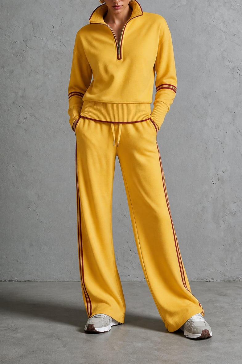 Iris Half Zip Pullover and Wide Leg Track Pants Two Piece Set_12