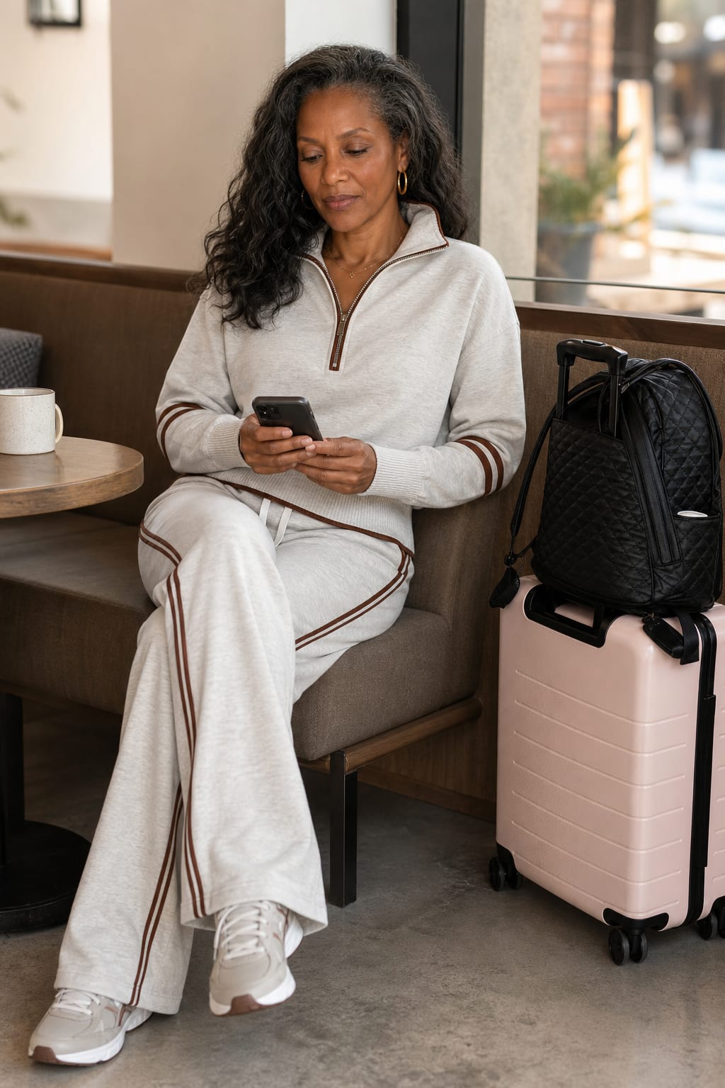 Iris Half Zip Pullover and Wide Leg Track Pants Two Piece Set_6