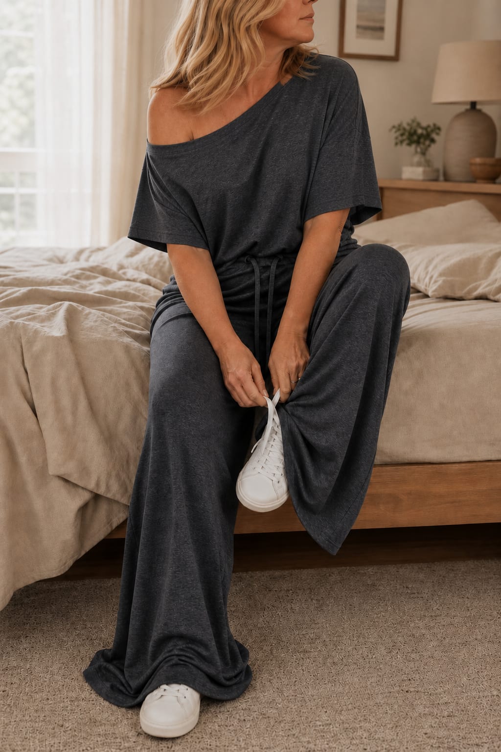 Cordelia Off-Shoulder Short Sleeve Top and Wide Leg Pants Two Piece Set_2