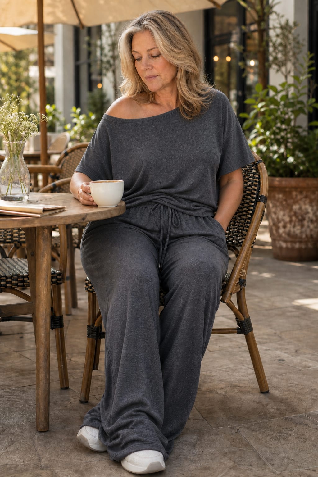 Cordelia Off-Shoulder Short Sleeve Top and Wide Leg Pants Two Piece Set_3