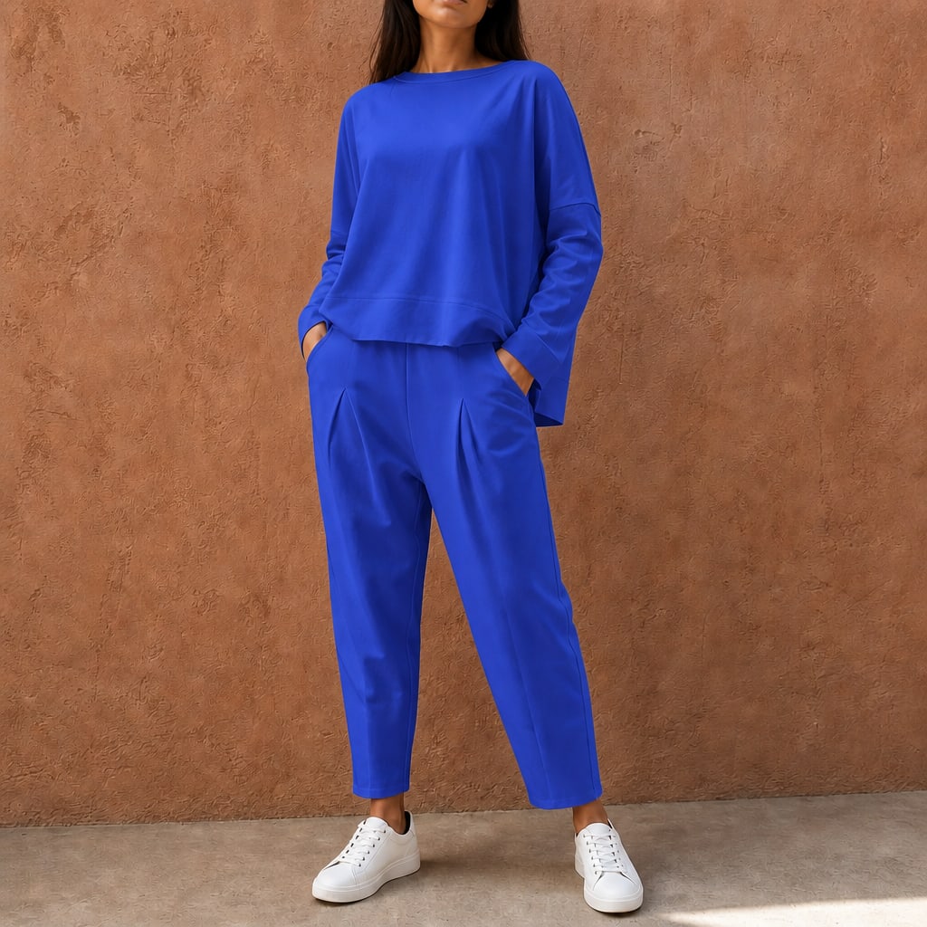 Larissa Boxy Long Sleeve Top and Pleated Pants Two Piece Lounge Set_11