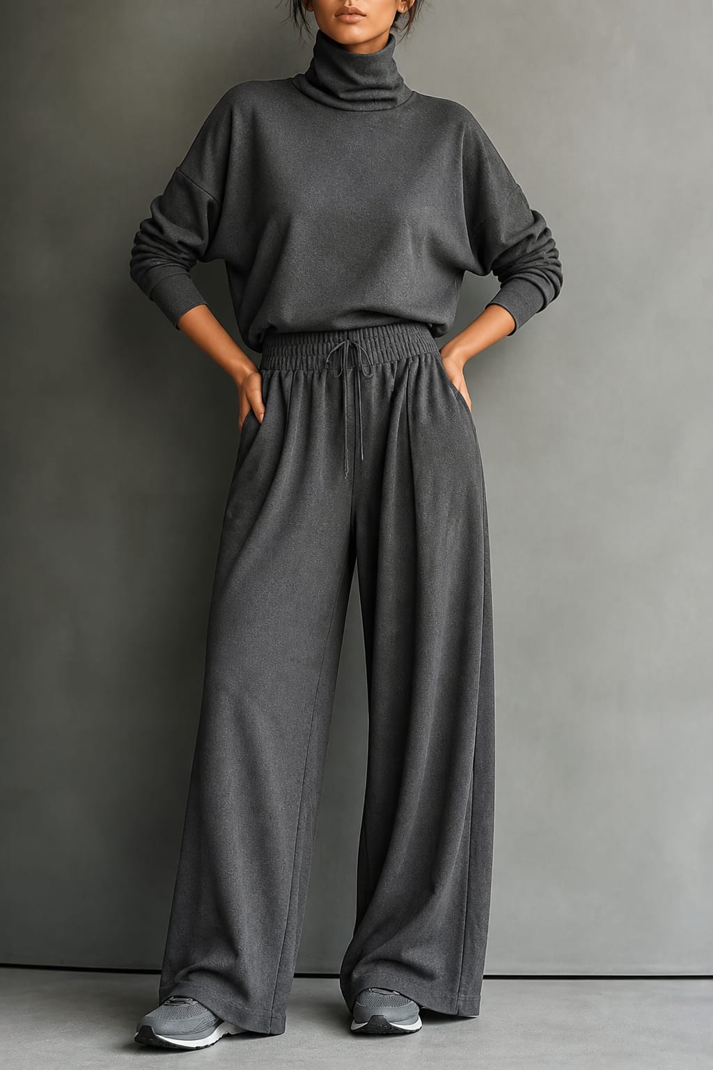 Lena Turtleneck Top and Wide Leg Pants Two Piece Set_15