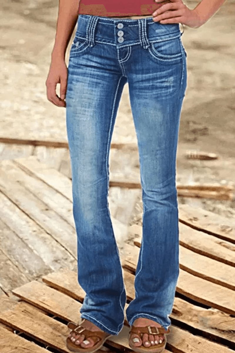 Noelle Ripped High Waisted Bootcut Jeans_5