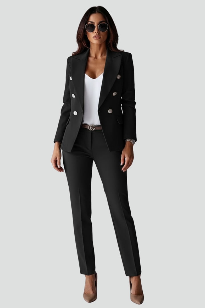 Joelle Double Breasted Two Piece Pant Suit_2