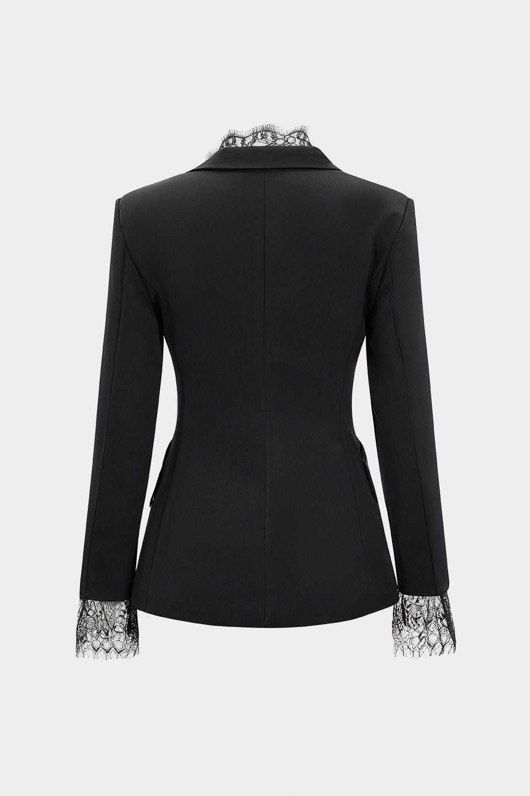Noelle Single Breasted Lace Trim Blazer_2