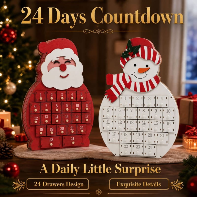 Carol Wooden Advent Calendar 2026 with 24 Drawers Holiday Countdown Gift for Christmas Lovers_1