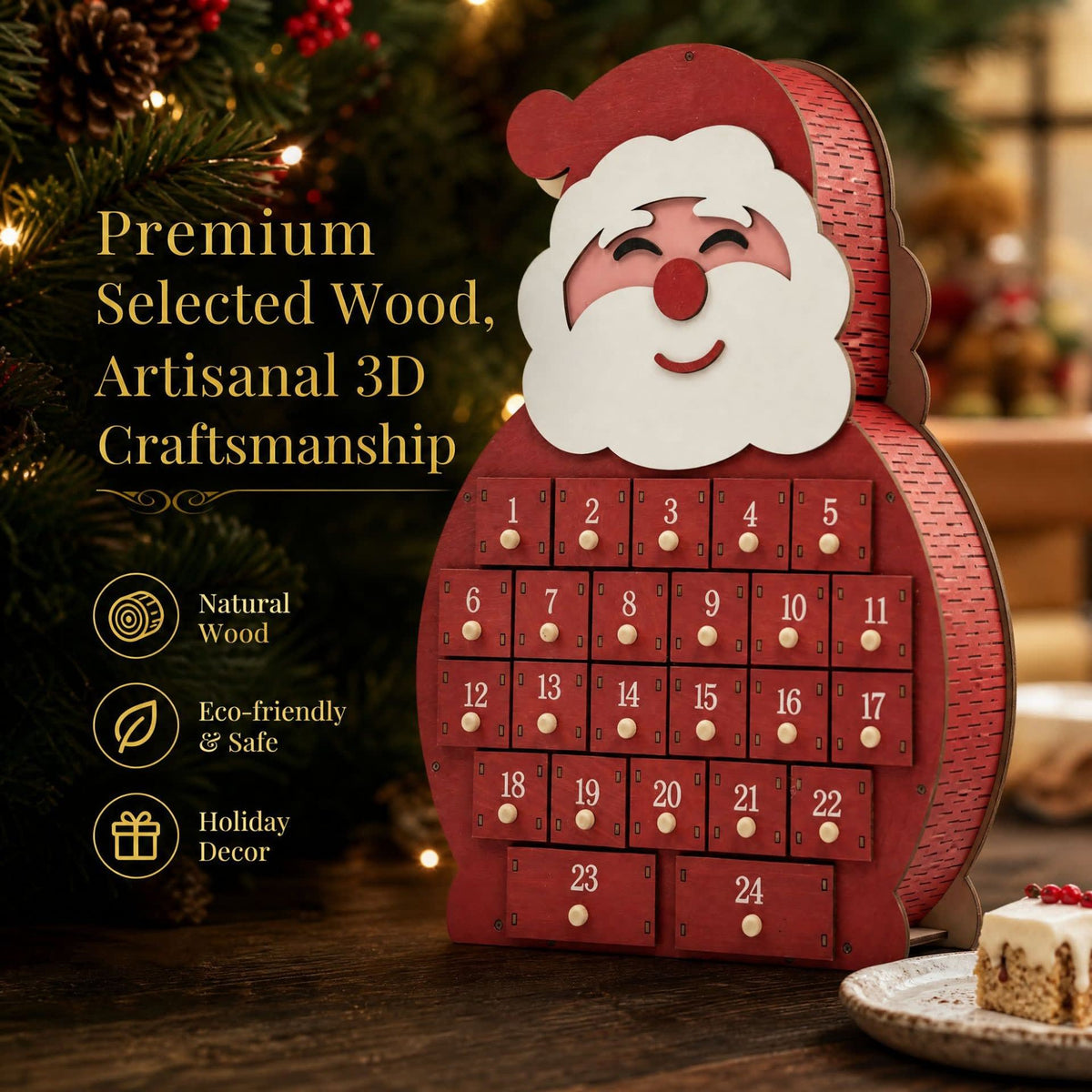 Carol Wooden Advent Calendar 2026 with 24 Drawers Holiday Countdown Gift for Christmas Lovers_4